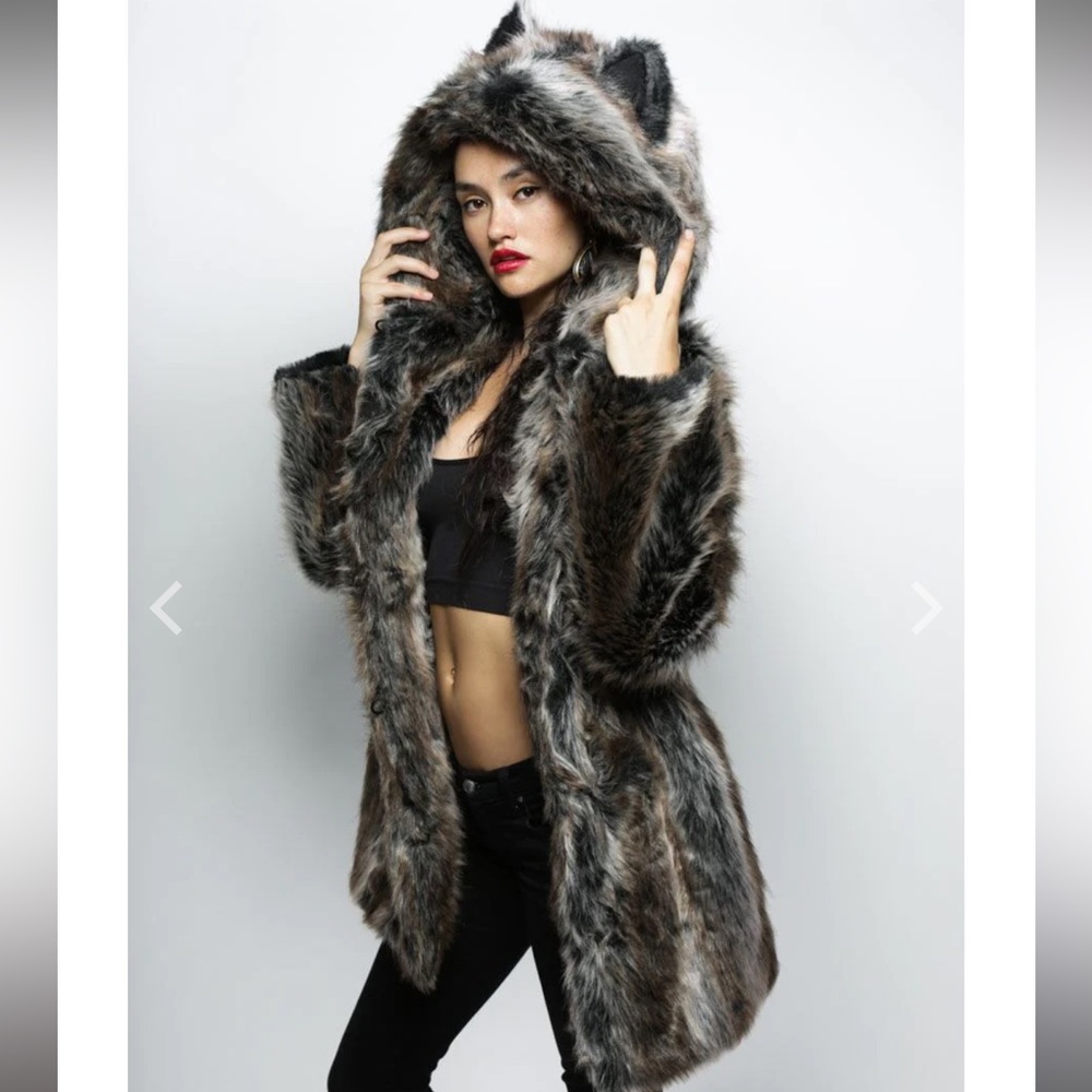 SpiritHoods Grey Wolf Classic Faux Fur Coat